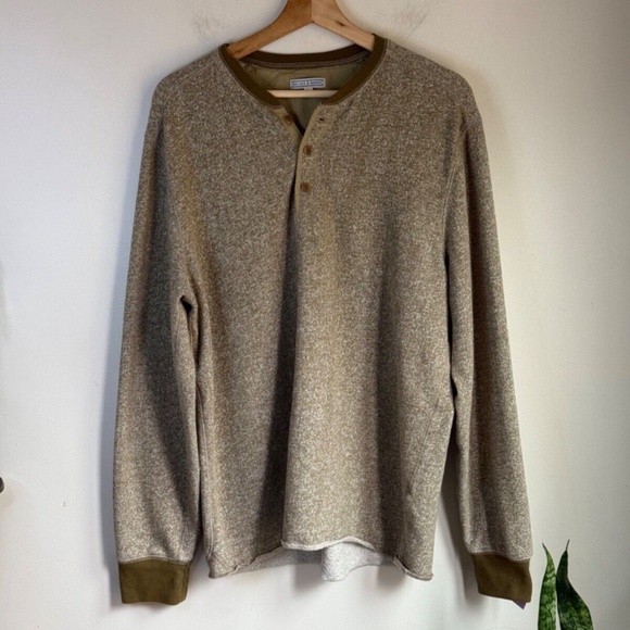 Wallace & Barnes J.Crew LS Henley Men's Large in Tan/Brown - Picture 1 of 5